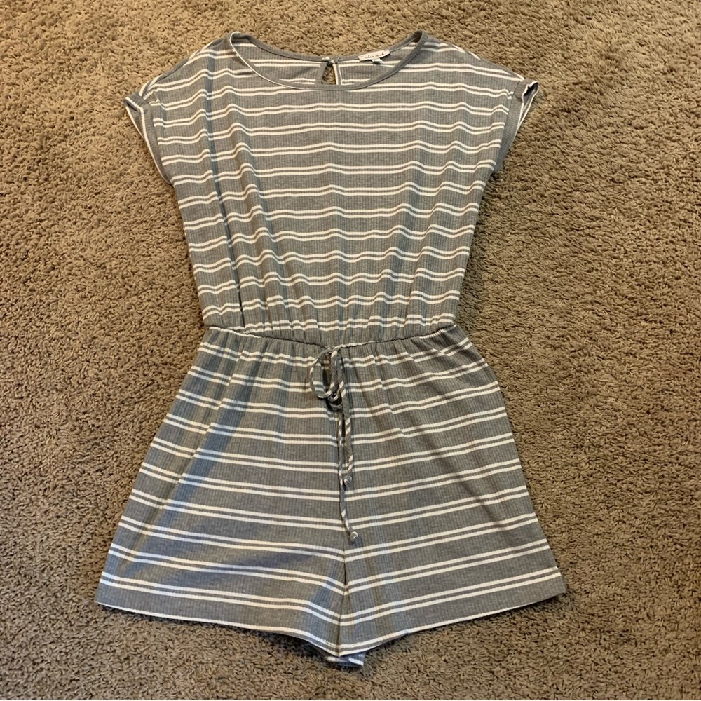 White Birch Striped Romper Large